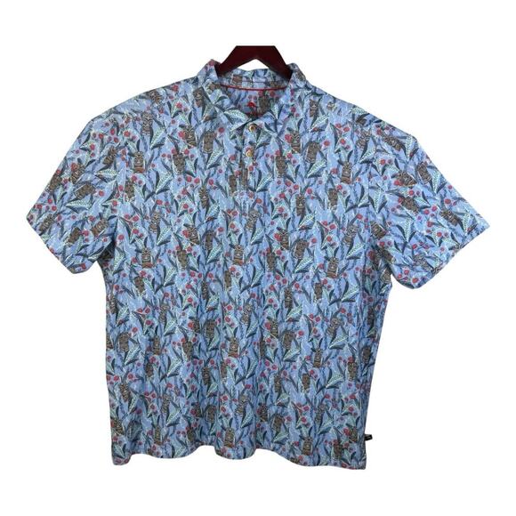 Tommy Bahama Men’s XXXL Nan Tiki Polo Shirt Short Sleeve Infinity Pool Blue Red - Picture 2 of 14